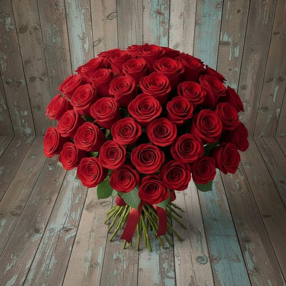 Букет 55 Красных роз Фридом в Поронайске