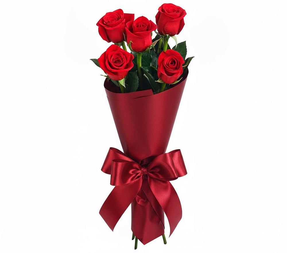 Букет 5 Красных роз Эдлесс Лав в Поронайске