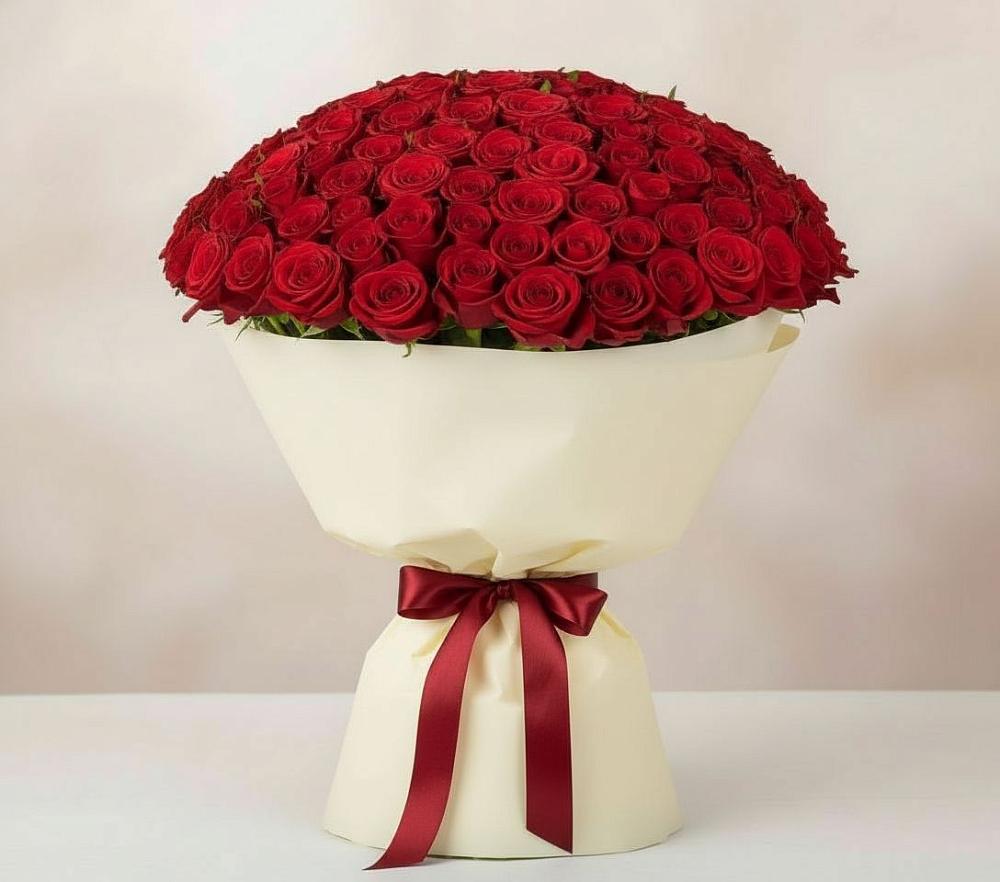 Букет 101 Красная роза Милано в Поронайске