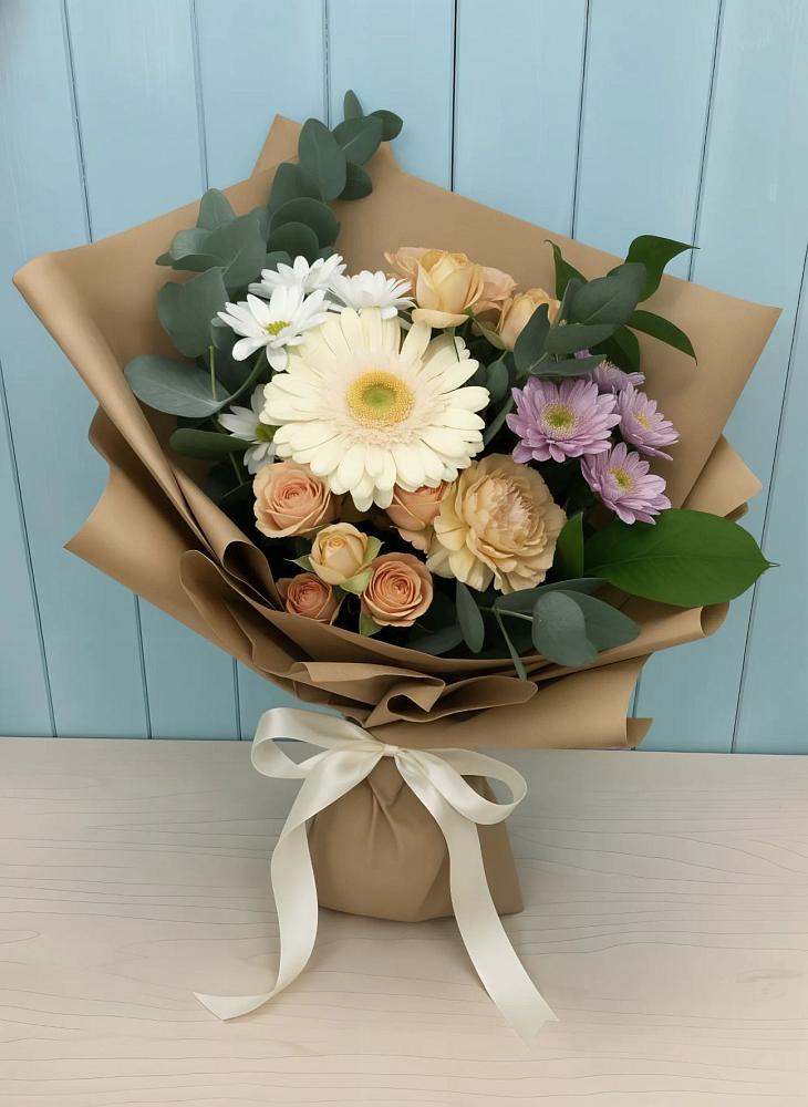 Букет цветов из: Герберы и Хризантемы в Поронайске