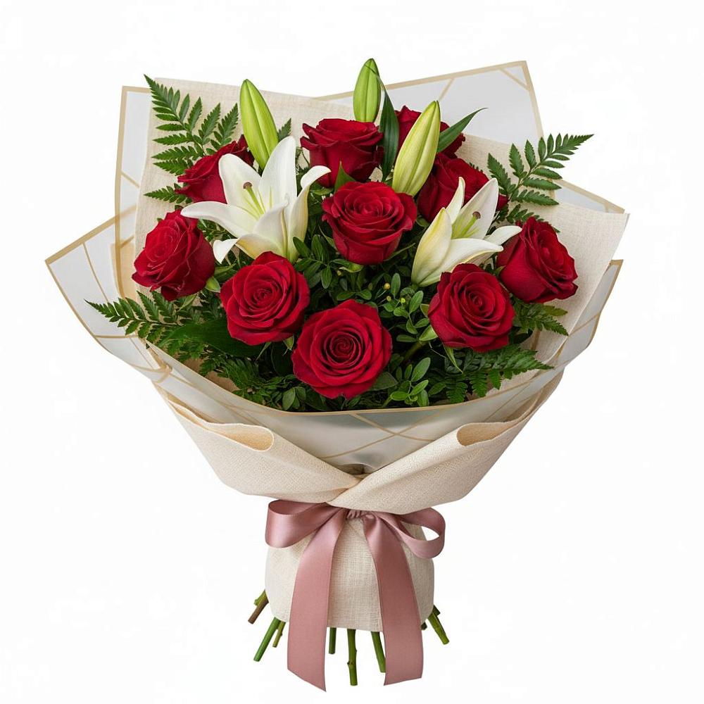 Букет цветов из: Лилии и Розы в Поронайске