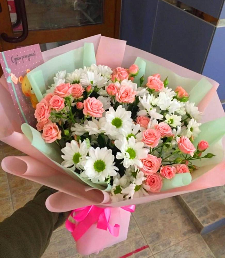 Букет цветов из: Розы и Хризантемы в Поронайске