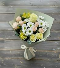 Букет цветов из:  Альстромерии, Розы и Хризантемы в Поронайске