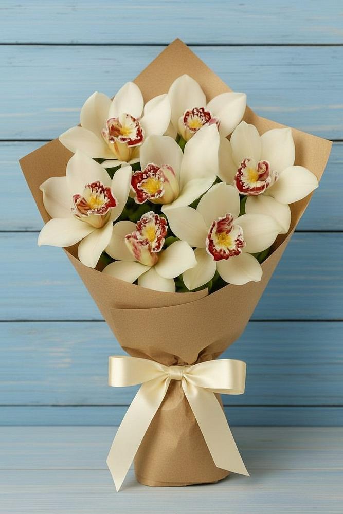 Букет цветов из: Орхидеи и Розы в Поронайске